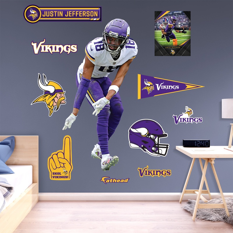 Justin Jefferson – RealBig Away Griddy Collection – Official NFL – Minnesota Vikings – Reusable Vinyl Wall Decals