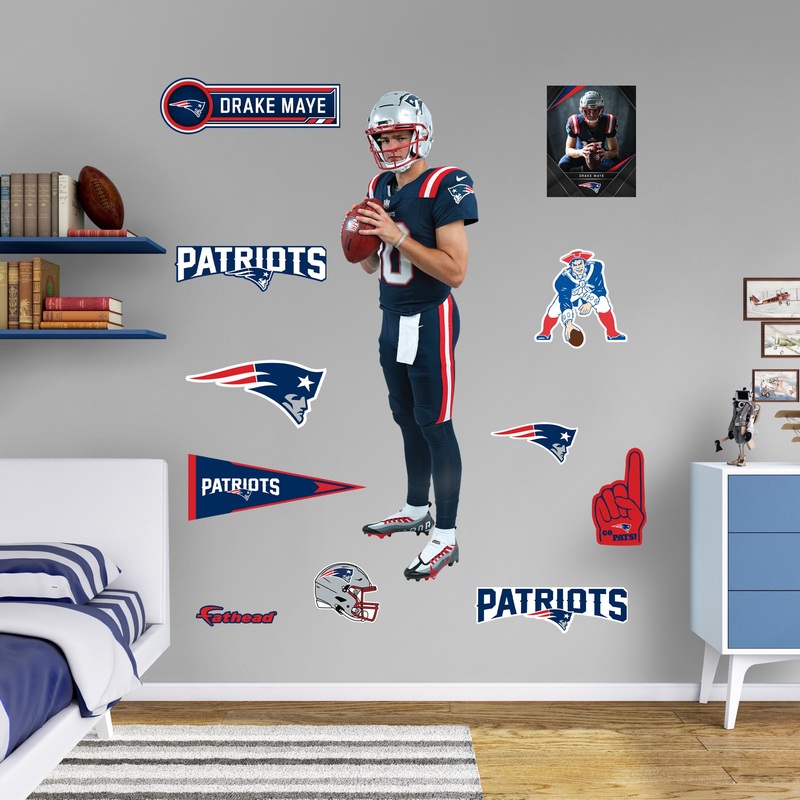 New England Patriots – RealBig Drake Maye Preseason Collection – Official NFL – Reusable Vinyl Wall Decals