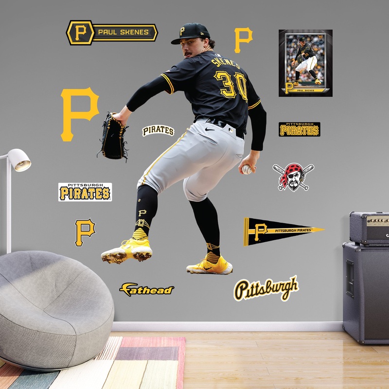 Paul Skenes – RealBig Black Jersey Collection – Official MLB – Pittsburgh Pirates – Reusable Vinyl Wall Decals