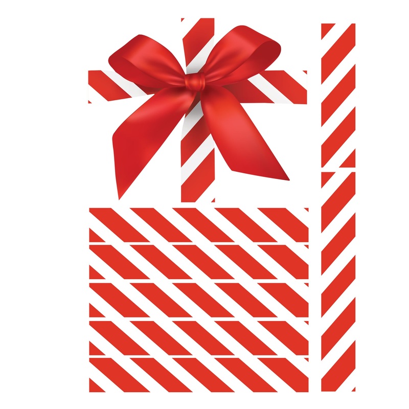 Striped Gift Bow        –   Removable     Adhesive Decal