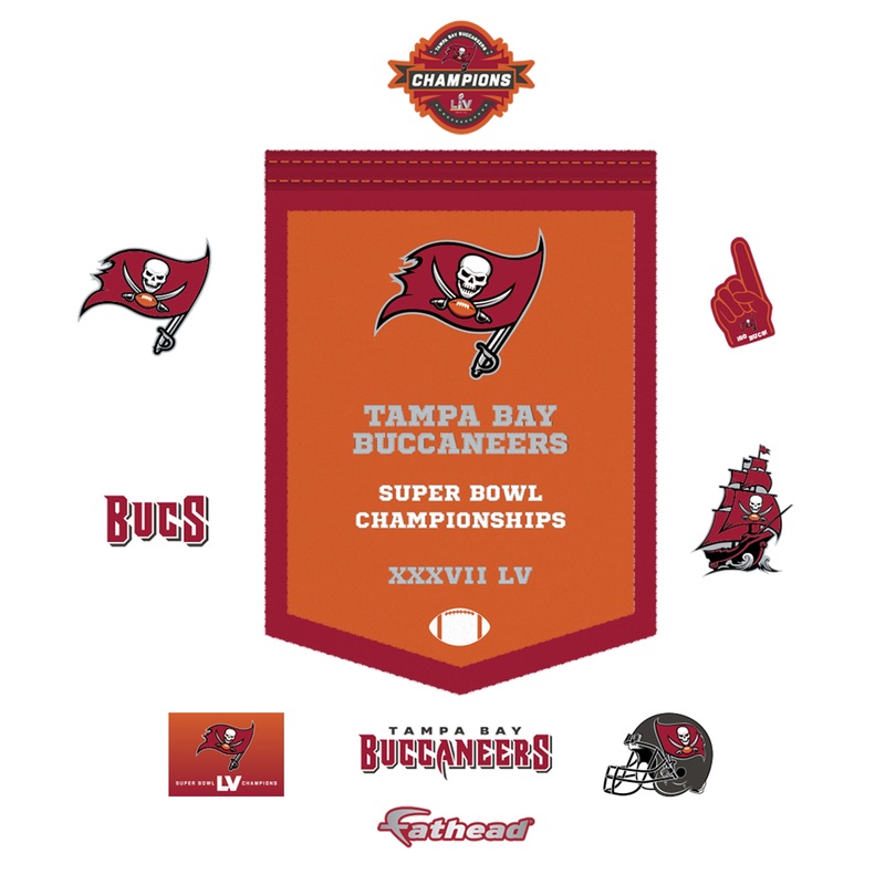 Tampa Bay Buccaneers – RealBig 2021 Super Bowl Championships Collection – Official NFL – Reusable Vinyl Wall Decals