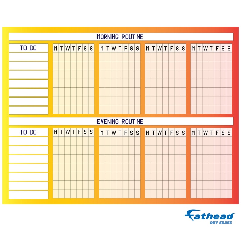 Chart:  Warm Routine Chart Dry Erase        –   Removable     Adhesive Decal