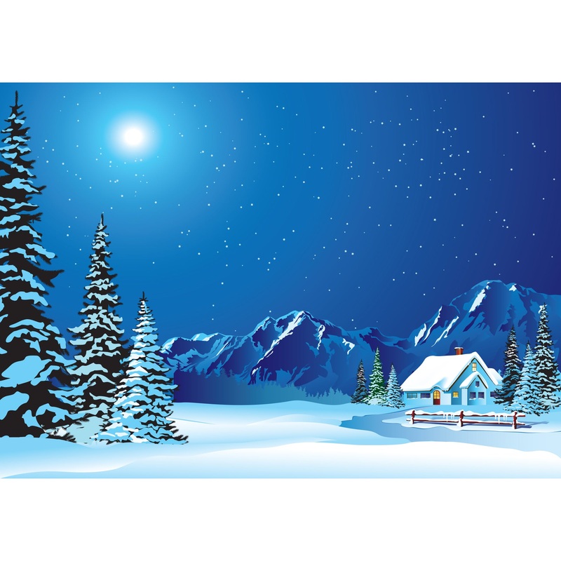 Christmas: Cottage Poster – Removable Adhesive Decal