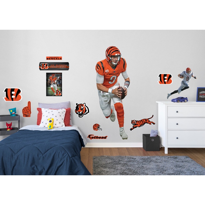 Joe Burrow – RealBig Orange Collection – Official NFL – Cincinnati Bengals – Reusable Vinyl Wall Decals