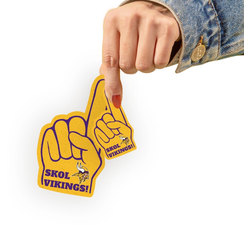 Minnesota Vikings – 4 Foam Finger Minis (Mixed Sizes) – Official NFL – Reusable Vinyl Decals