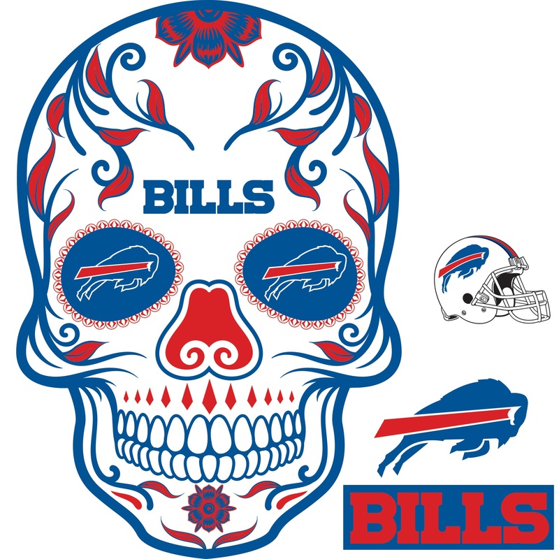 Buffalo Bills – RealBig Skull Collection – Official NFL – Reusable Vinyl Wall Decals