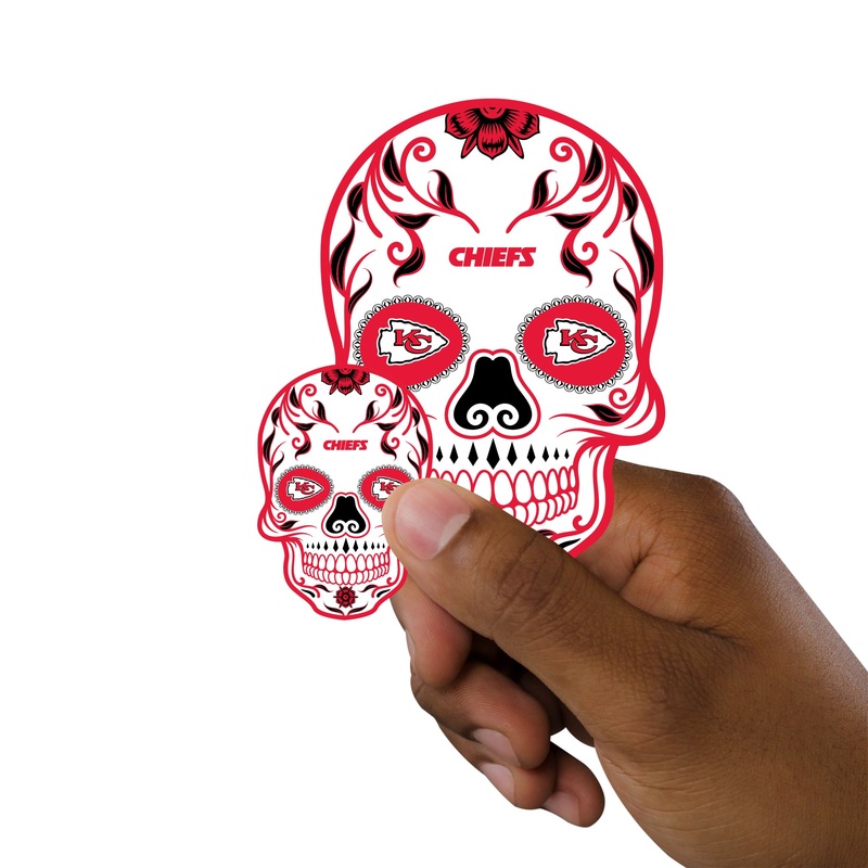 Kansas City Chiefs – 5 Skull Minis (Mixed Sizes) – Official NFL – Reusable Vinyl Decals