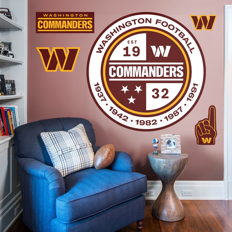 Washington Commanders – RealBig Alternate Logo Collection – Official NFL – Reusable Vinyl Wall Decals