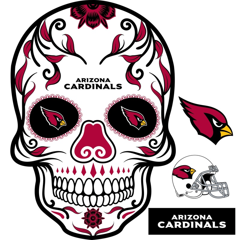 Arizona Cardinals – RealBig Sugar Skull Collection – Official NFL – Reusable Vinyl Wall Decals