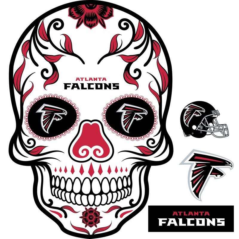 Atlanta Falcons – RealBig Sugar Skull Collection – Official NFL – Reusable Vinyl Wall Decals
