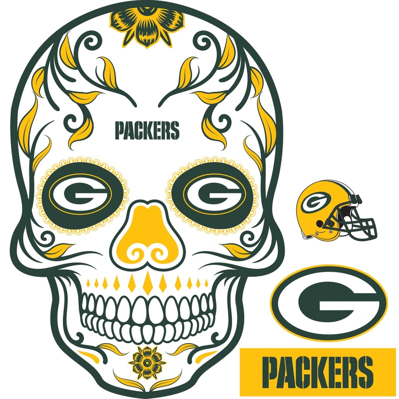 Green Bay Packers – RealBig Skull Collection – Official NFL – Reusable Vinyl Wall Decals