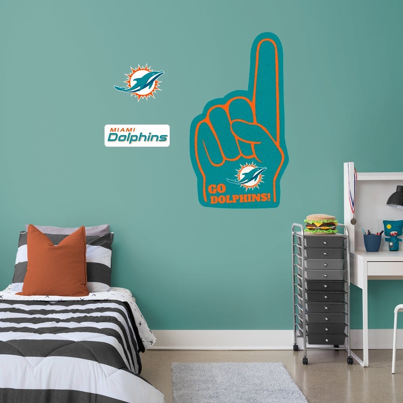 Miami Dolphins – RealBig Foam Finger Collection – Official NFL – Miami Dolphins – Reusable Vinyl Wall Decals