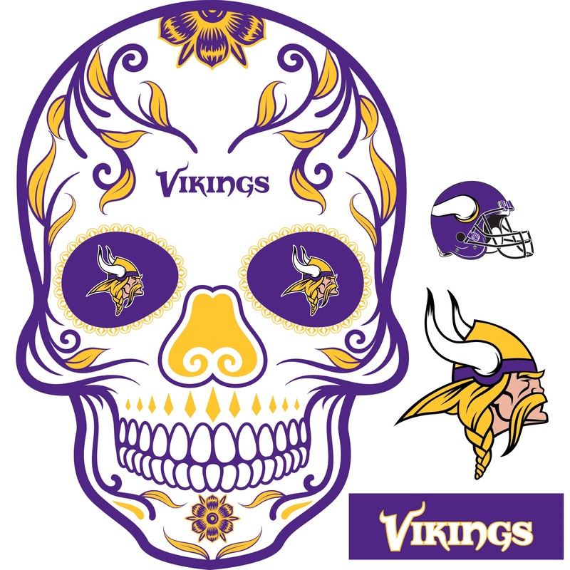 Minnesota Vikings – RealBig Skull Collection – Official NFL – Reusable Vinyl Wall Decals