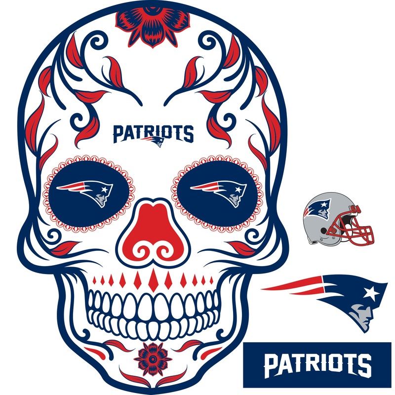 New England Patriots – RealBig Skull Collection – Official NFL – Reusable Vinyl Wall Decals