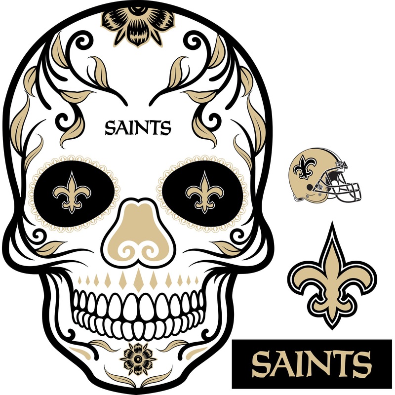 New Orleans Saints – RealBig Skull Collection – Official NFL – Reusable Vinyl Wall Decals
