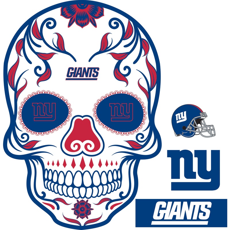 New York Giants – RealBig Skull Collection – Official NFL – Reusable Vinyl Wall Decals