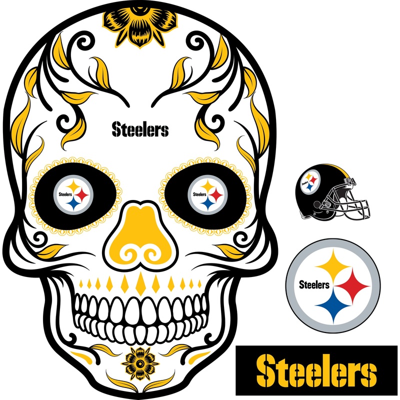 Pittsburgh Steelers – RealBig Skull Collection – Official NFL – Reusable Vinyl Wall Decals