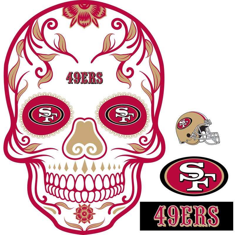 San Francisco 49ers – RealBig Skull Collection – Official NFL – Reusable Vinyl Wall Decals