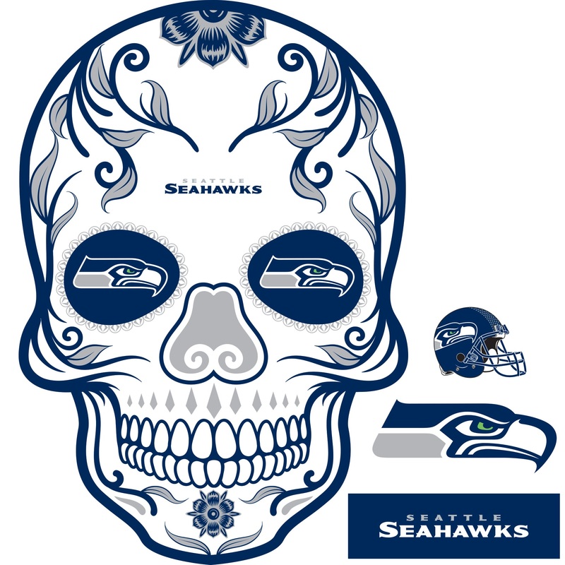 Seattle Seahawks – RealBig Skull Collection – Official NFL – Reusable Vinyl Wall Decals