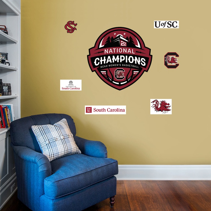 South Carolina Gamecocks – RealBig 2022 Women’s Basketball Champions Logo Collection – Official NCAA – Reusable Vinyl Wall Decals