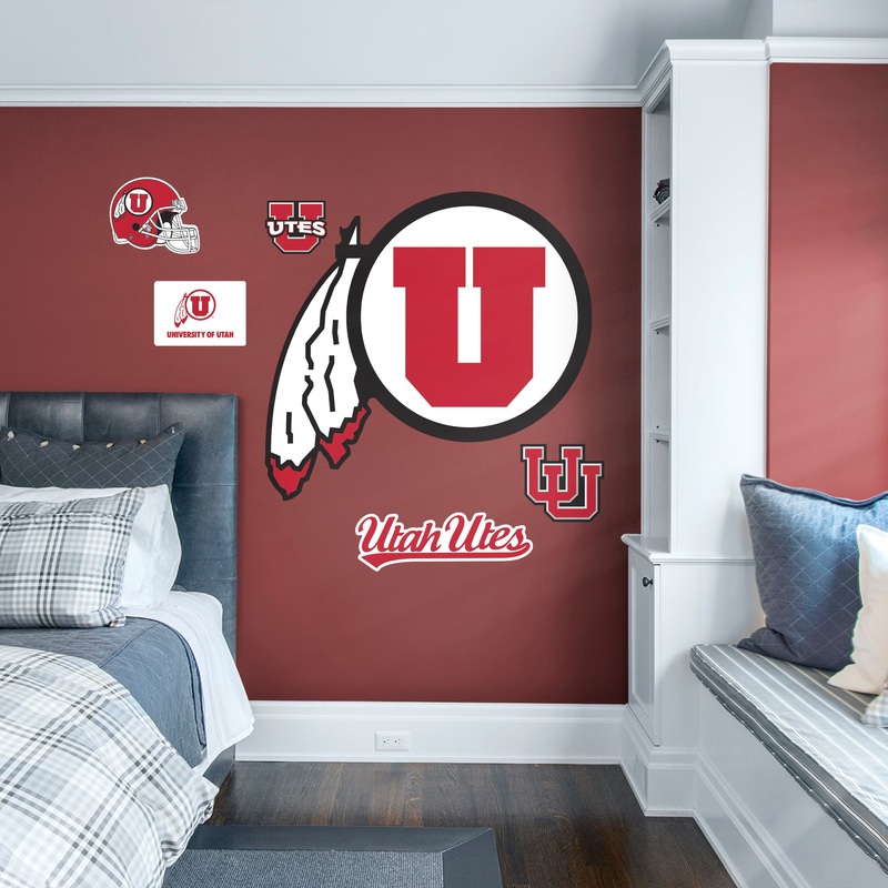 Utah Utes – RealBig Circle and Feather Logo Collection – Official NCAA – Reusable Vinyl Wall Decals