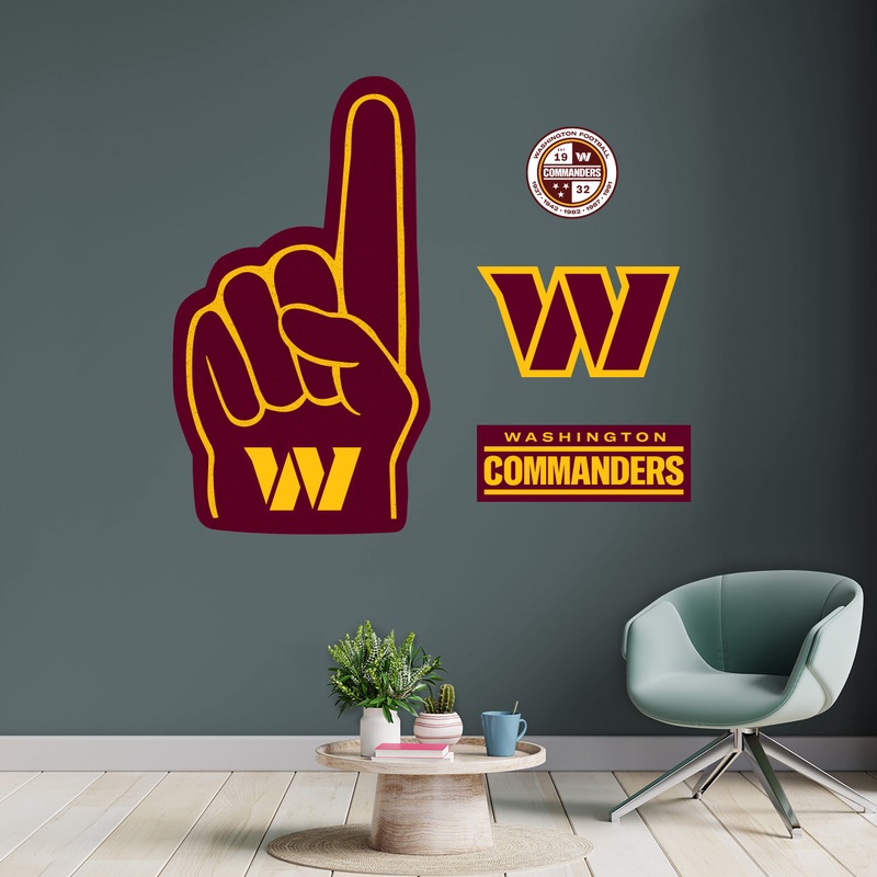 Washington Commanders – RealBig Foam Finger Collection – Official NFL – Reusable Vinyl Wall Decals