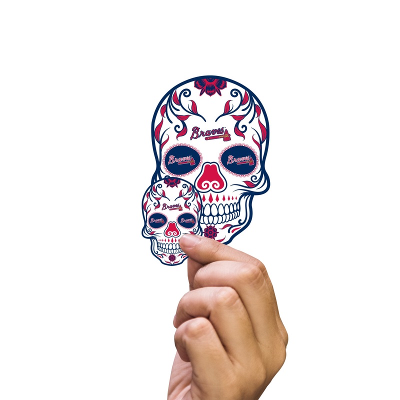 Atlanta Braves – 5 Sugar Skull Logo Minis (Mixed Sizes) – Official MLB – Reusable Vinyl Decals