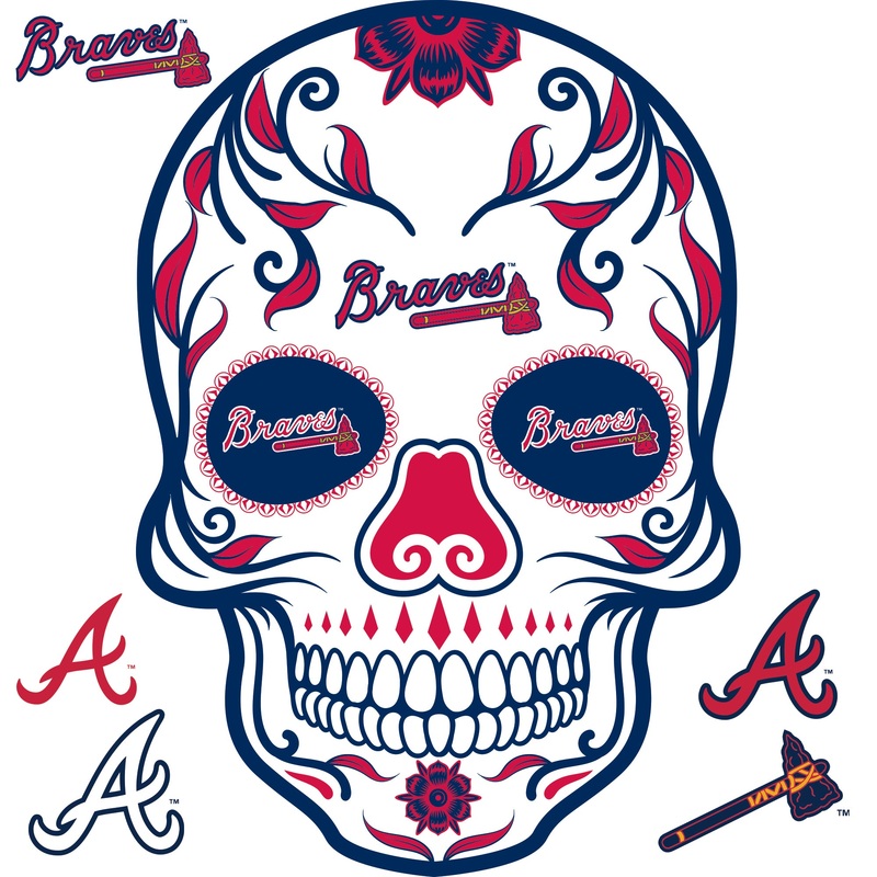 Atlanta Braves – RealBig Sugar Skull Collection – Official MLB – Reusable Vinyl Wall Decals