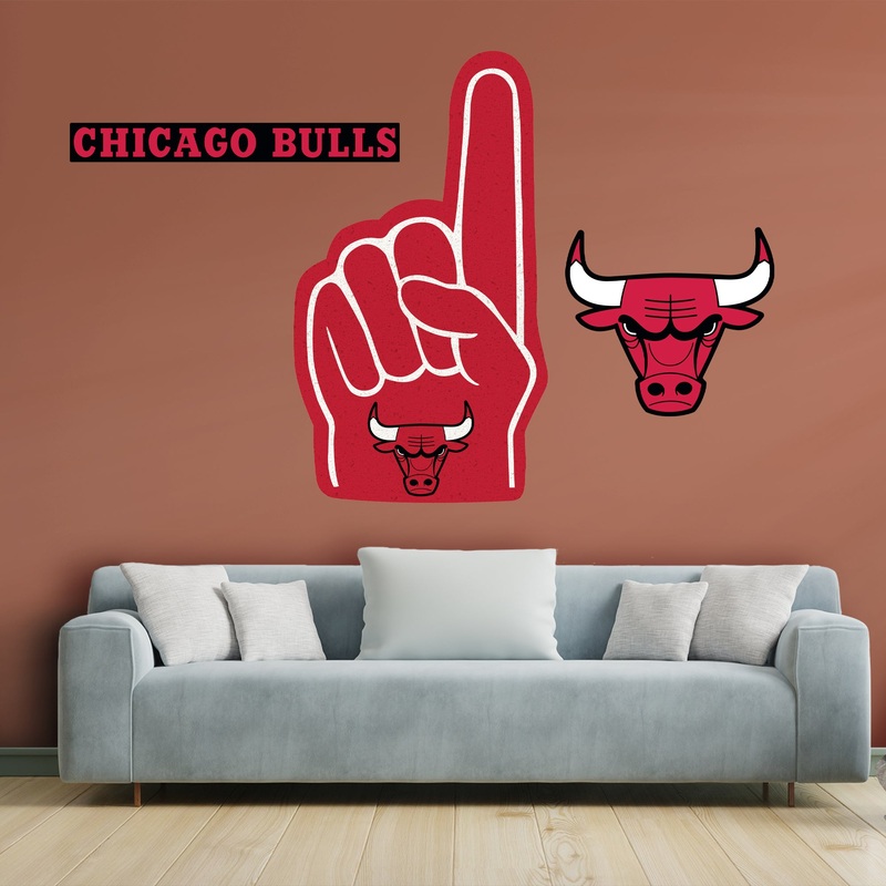 Chicago Bulls – RealBig Foam Finger Collection – Official NBA – Reusable Vinyl Wall Decals