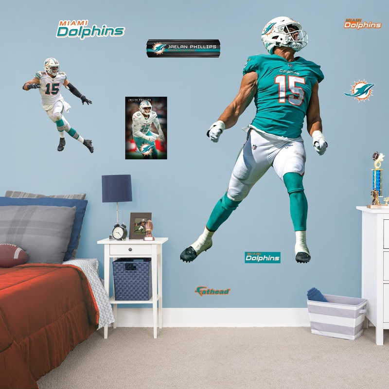 Jaelan Phillips – RealBig Collection – Official NFL – Miami Dolphins – Reusable Vinyl Wall Decals