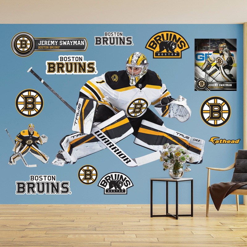 Jeremy Swayman – RealBig Collection – Official NHL – Boston Bruins – Reusable Vinyl Wall Decals