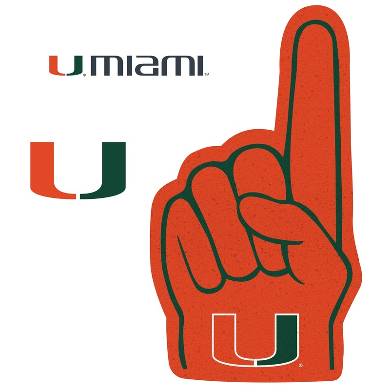 Miami Hurricanes – RealBig Foam Finger Collection – Official NCAA – Reusable Vinyl Wall Decals