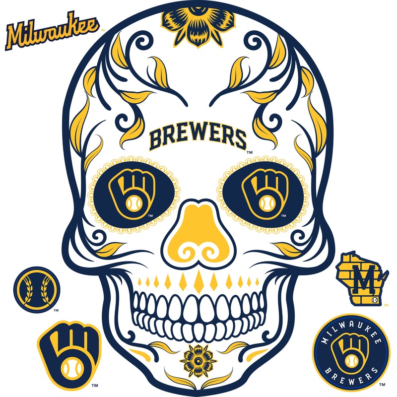 Milwaukee Brewers – RealBig Sugar Skull Collection – Official MLB – Reusable Vinyl Wall Decals