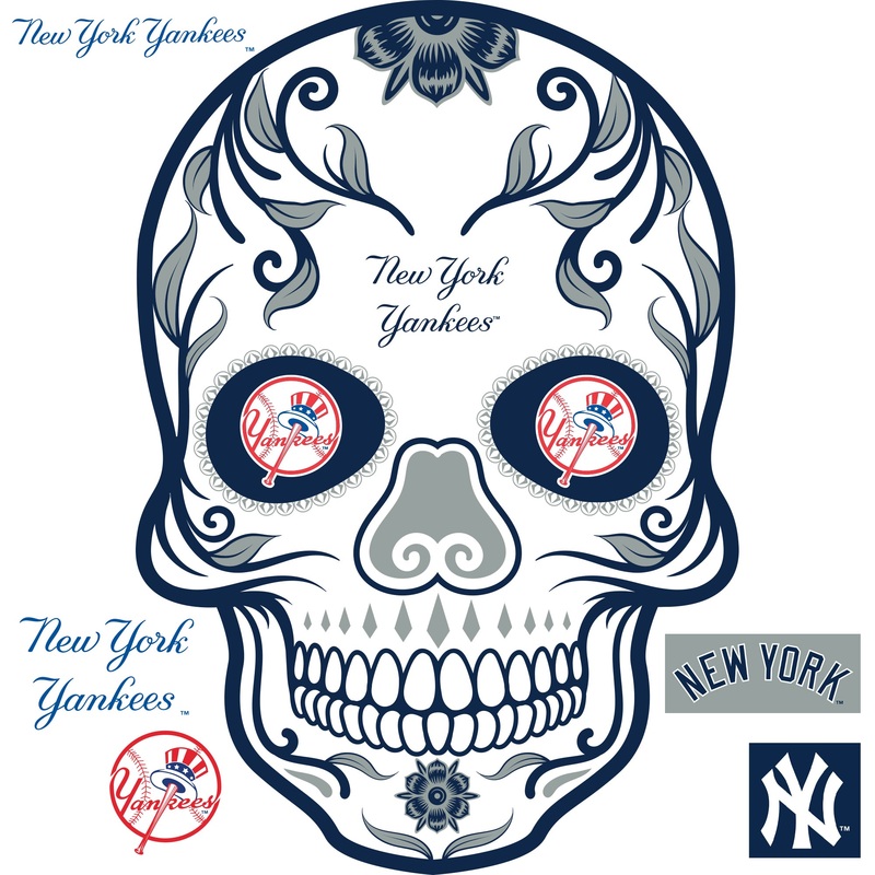 New York Yankees – RealBig Sugar Skull Collection – Official MLB – Reusable Vinyl Wall Decals