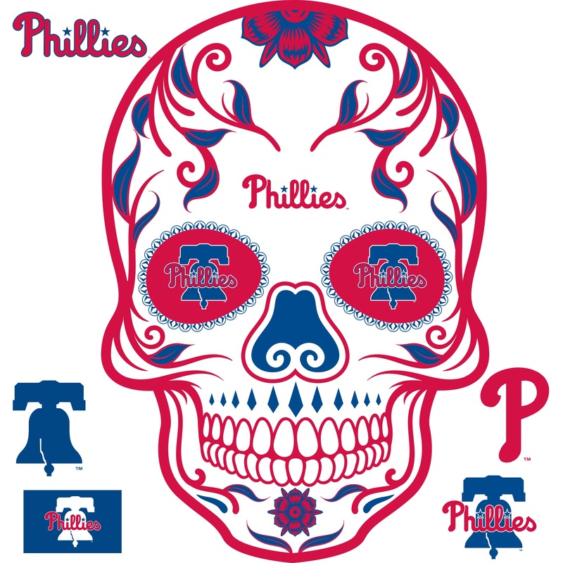 Philadelphia Phillies – RealBig Sugar Skull Collection – Official MLB – Reusable Vinyl Wall Decals