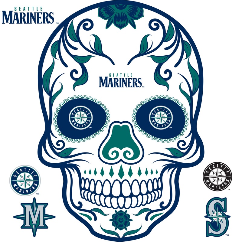 Seattle Mariners – RealBig Sugar Skull Collection – Official MLB – Reusable Vinyl Wall Decals