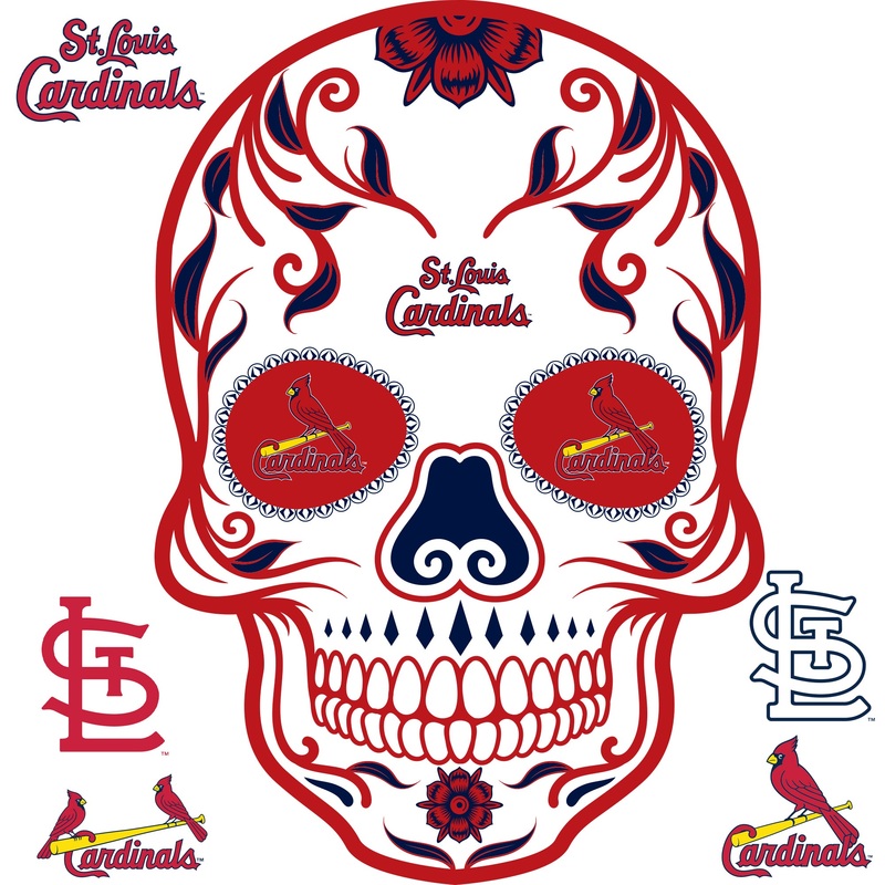 St. Louis Cardinals – RealBig Sugar Skull Collection – Official MLB – Reusable Vinyl Wall Decals