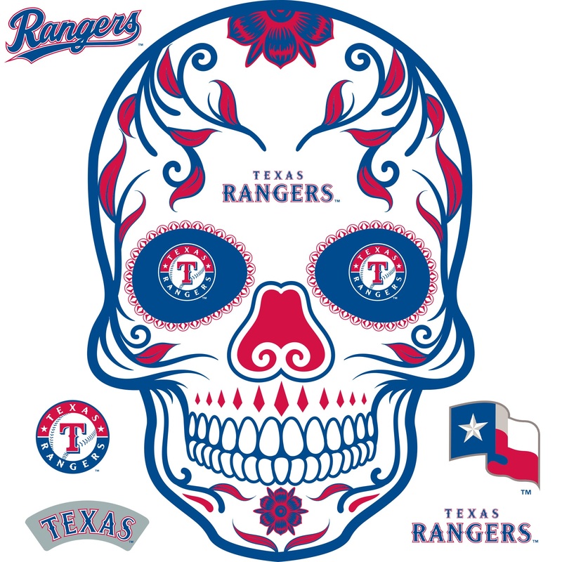 Texas Rangers – RealBig Sugar Skull Collection – Official MLB – Reusable Vinyl Wall Decals