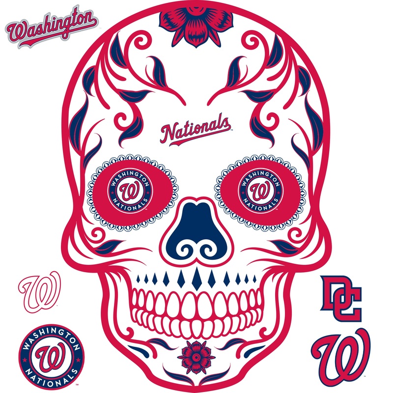 Washington Nationals – RealBig Sugar Skull Collection – Official MLB – Reusable Vinyl Wall Decals