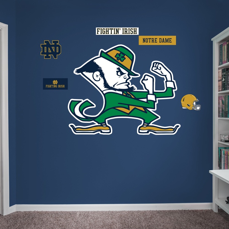 Leprechaun Logo – RealBig Collection – Official NCAA – Notre Dame Fighting Irish – Reusable Vinyl Wall Decals