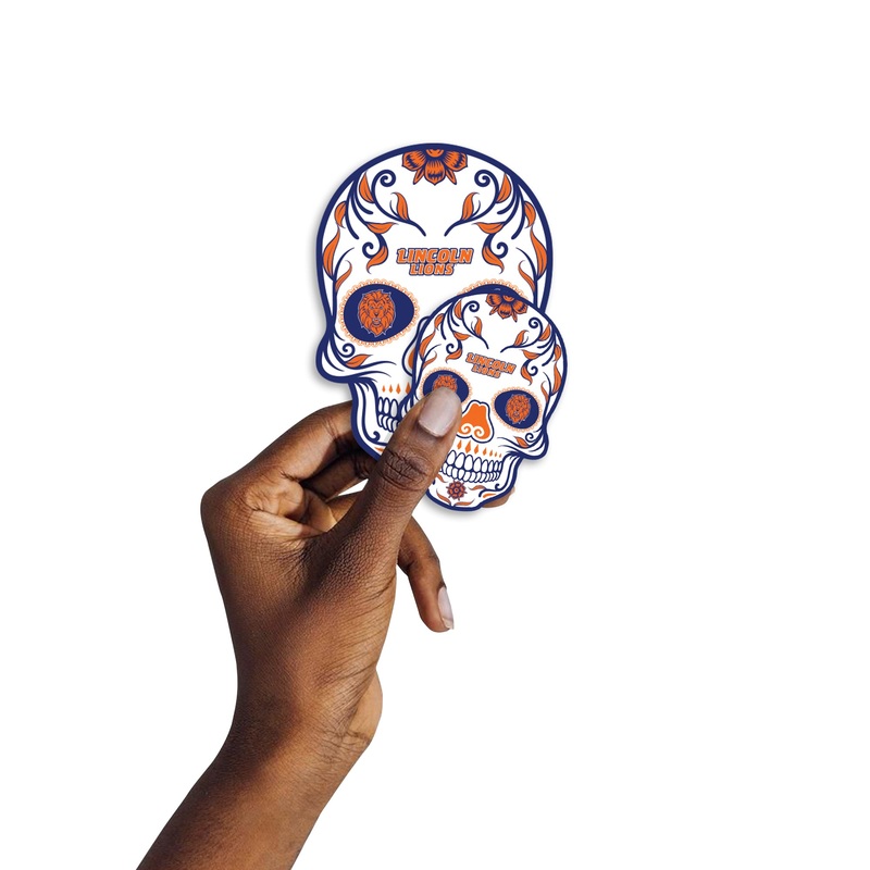 Lincoln Lions – 5 Sugar Skull Logo Minis (Mixed Sizes) – Official NCAA – Reusable Vinyl Decals