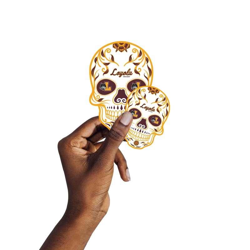 Loyola Chicago Ramblers – 5 Sugar Skull Logo Minis (Mixed Sizes) – Official NCAA – Reusable Vinyl Decals