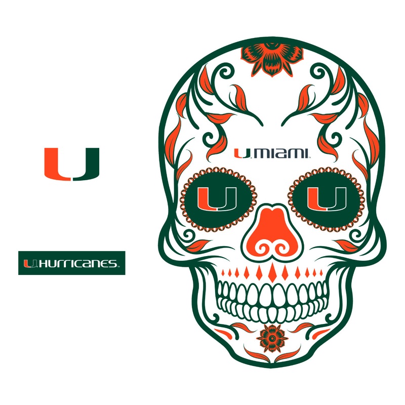 Miami Hurricanes – RealBig Sugar Skull Collection – Official NCAA – Reusable Vinyl Wall Decals