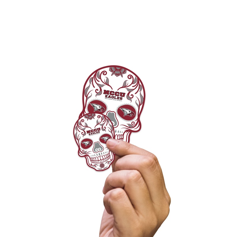 North Carolina Central Eagles – 5 Sugar Skull Logo Minis (Mixed Sizes) – Official NCAA – Reusable Vinyl Decals
