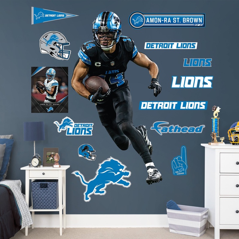 Amon-Ra St. Brown – RealBig Black Jersey Collection – Official NFL – Detroit Lions – Reusable Vinyl Wall Decals