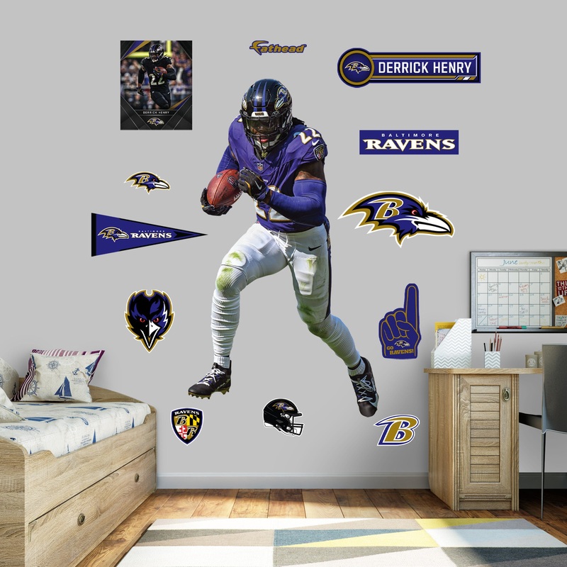 Baltimore Ravens – RealBig Derrick Henry Rush Collection – Official NFL – Reusable Vinyl Wall Decals