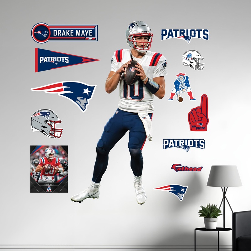 Drake Maye – RealBig Collection – Official NFL – New England Patriots – Reusable Vinyl Wall Decals