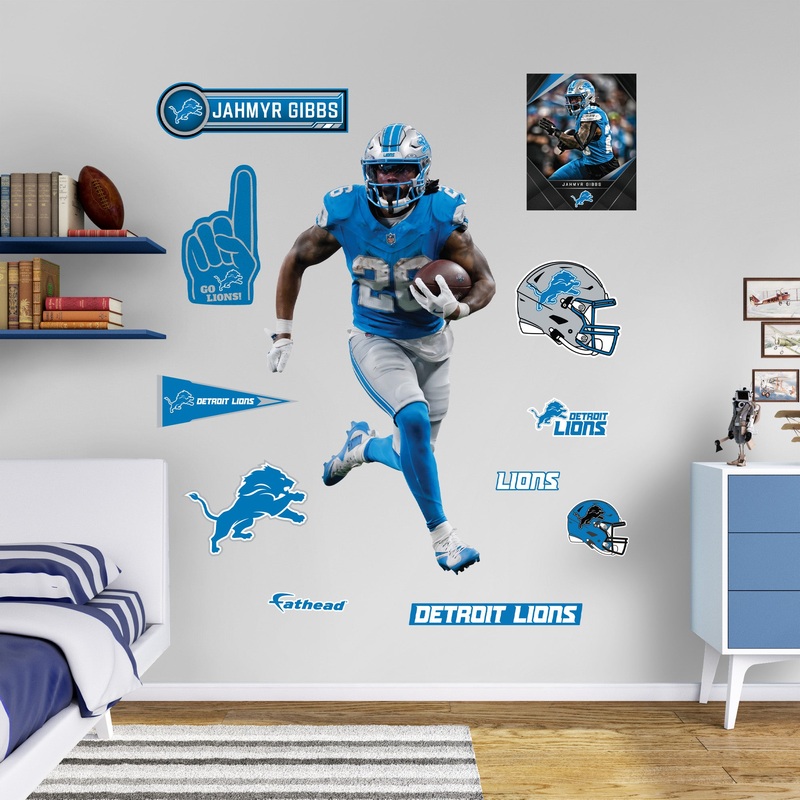 Jahmyr Gibbs – RealBig Breakaway Collection – Official NFL – Detroit Lions – Reusable Vinyl Wall Decals