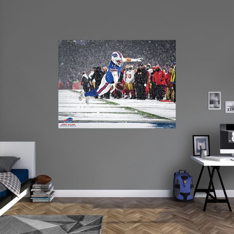 Josh Allen – Diving Touchdown – Peel & Stick Poster – Official NFL – Buffalo Bills – Reusable Vinyl Wall Decal