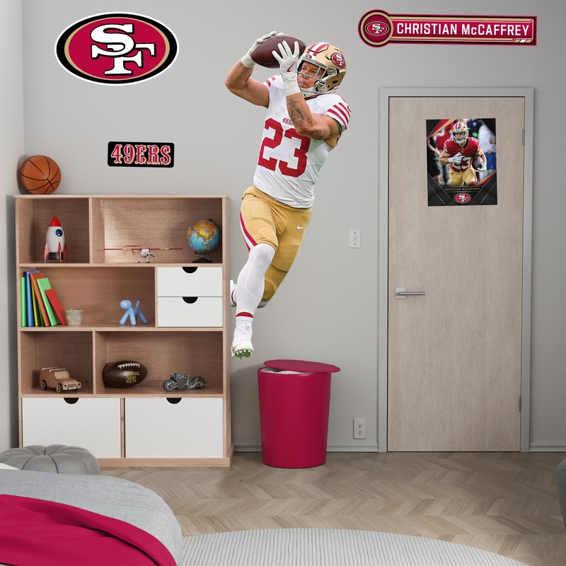 Christian McCaffrey – Realbig Catch Collection – Official NFL – San Francisco 49ers – Reusable Vinyl Wall Decals